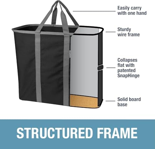 CleverMade Collapsible Laundry Caddy – Foldable Laundry Hamper & Tote, XXL 64L Pop-Up Laundry Basket with Handles, Space-Saving Laundry Organizer for Home & Travel, 2 Pack - LUXE Navy Noir - color: LUXE Navy Noir