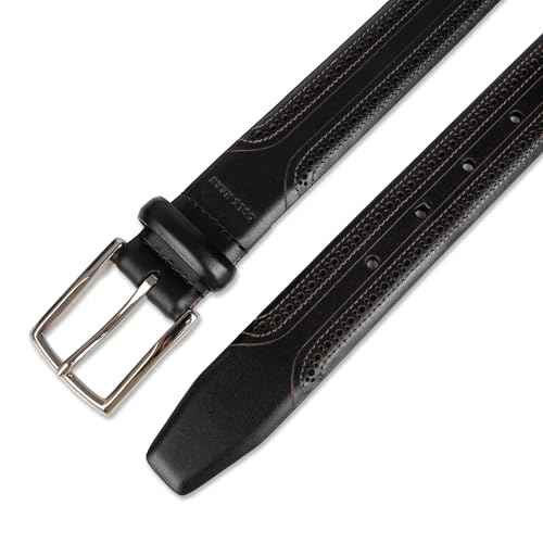 Cole Haan mens Black Leather Dress Belt - Classic Style With Polished Buckle for Work Or Formal Wear