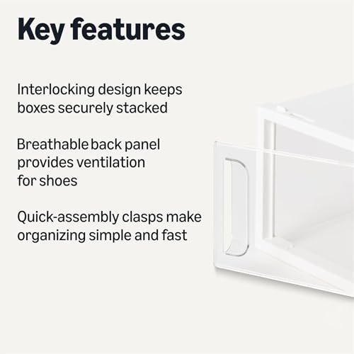 Amazon Basics Stackable and Foldable Clear Shoe Storage Organizer Box, Small, 12-Pack - size: Small
