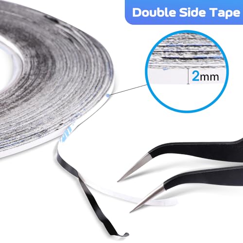 HQMaster Adhesive Sticker Tape, Tweezers, B7000 Adhesive Glue for Use in Cell Phone Repair Double Sided Layer Strong Adhesive Tape Long Roll (2mm x 50 m)