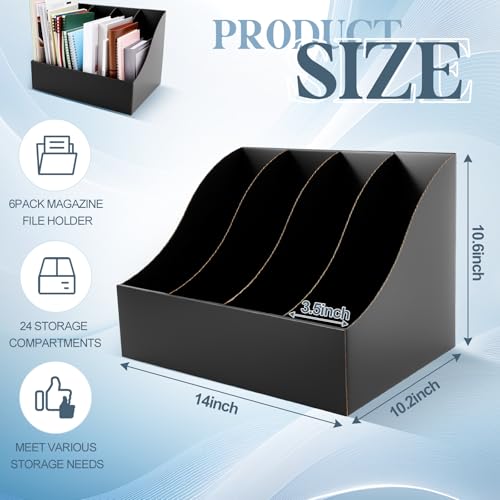 3 Pack Cardboard Magazine File Holders 12 Grids Vertical Book Bins 10.6'' x 10.2'' x 14'' Magazine Document Storage Box for Desk Shelves Home Office Classroom Library Use (Black) - color: Black