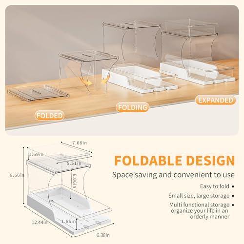 Jsyrjing Pull Out 2 Tier Organizer for Kitchen Bathroom and Cabinet Storage Rotating Pantry Rack Under Sink Organizer Clear and Durable Design 1 Pack - size: 1 Pack