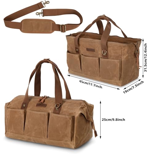 Heavy Duty 18-Inch Tool Bag with 12 Pockets, Large Zippered Tool Organizer, Portable Empty Toolbox for Mechanics, Electricians, DIY ? Durable Soft Handle, Ideal Father¡¯s Day or Birthday Gift