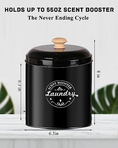 Laundry Scent Booster Beads Dispenser Container for Laundry Room Organization. Laundry Containers for Organizing with Lid. Metal Farmhouse Laundry Room Decor. Laundry Dispenser for Detergent (Black)