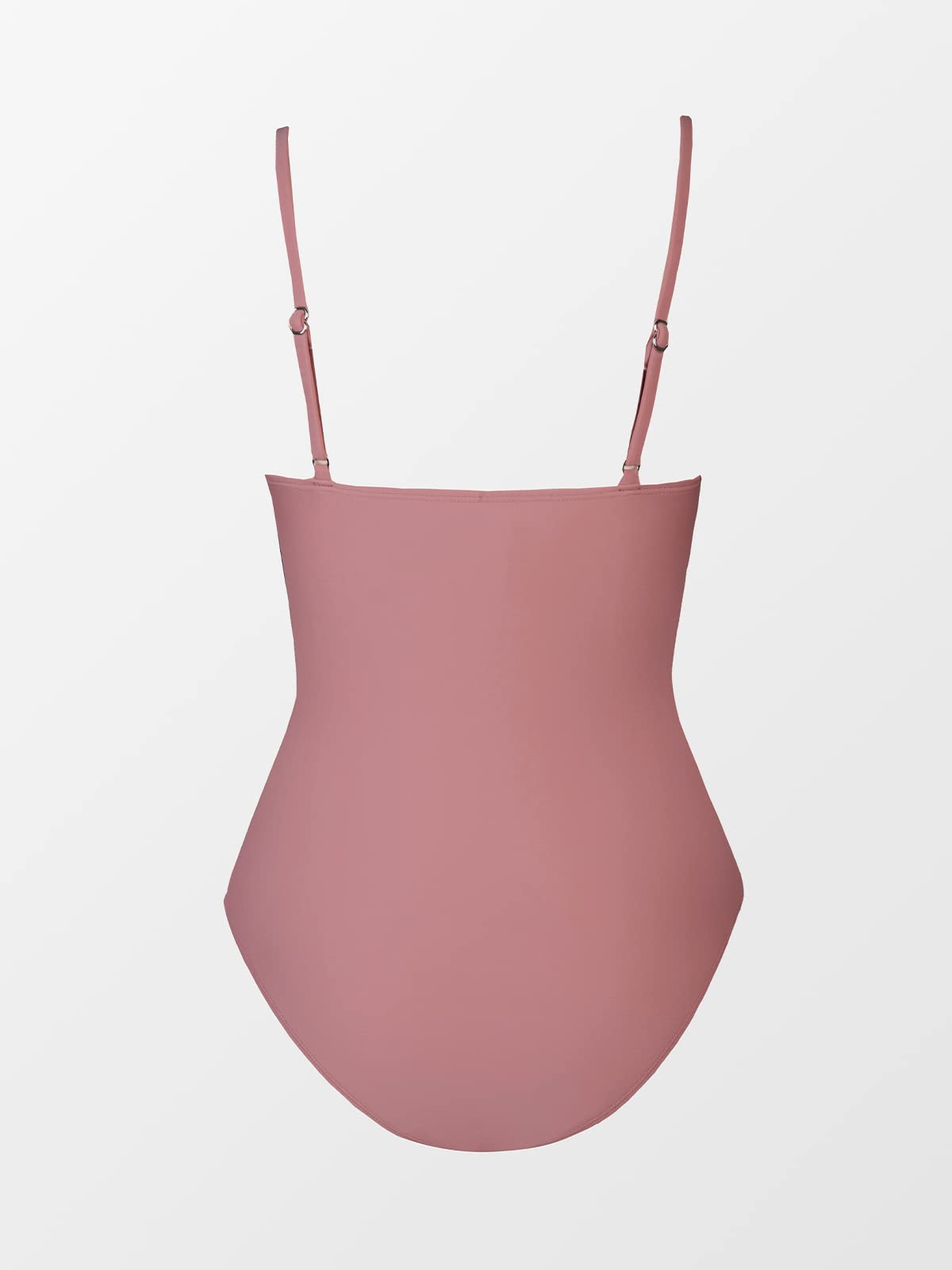 CUPSHE Womens Swimwear One Piece Swimsuit Bathing Suits Deep V Neck Tummy Control Low Back Adjustable Straps, Medium, Bean Pink