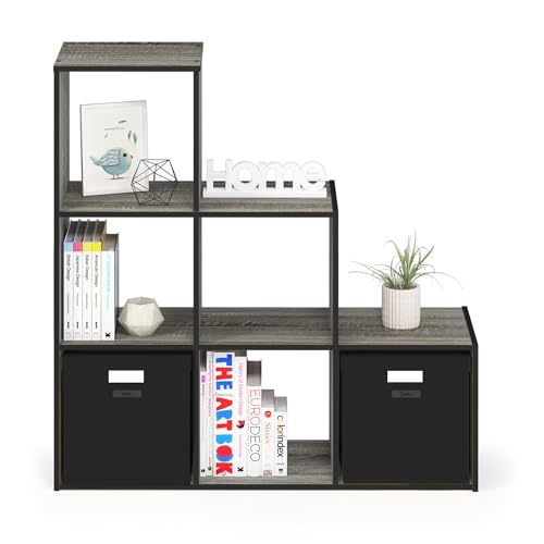 Furinno Pelli 3-2-1 Cubic Storage Cabinet, French Oak Grey/Black - color: French Oak Grey/Black, size: 3-2-1-Cube