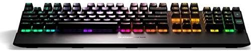 SteelSeries Apex 7 Mechanical Gaming Keyboard – OLED Smart Display – USB Passthrough and Media Controls – Linear and Quiet – RGB Backlit (Red Switch) (Renewed)