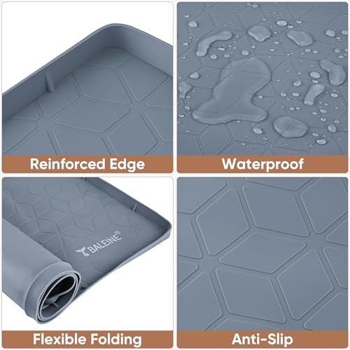 BALEINE 34''×22'' Under Sink Mat, Waterproof Food Grade Silicone Undersink Mat, Cabinet Shelf Drip Tray, Under Sink Liner for Kitchen, Bathroom (Blue) - color: Blue
