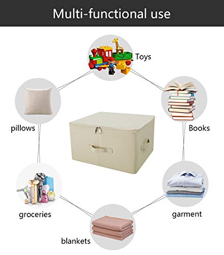 iwill CREATE PRO 3-Pack Beige Folding Storage Boxes with Zip Lid | Collapsible & Stackable Rigid Organizer Bins for Clothes, Blankets, Books - color: Beige, 3pcs