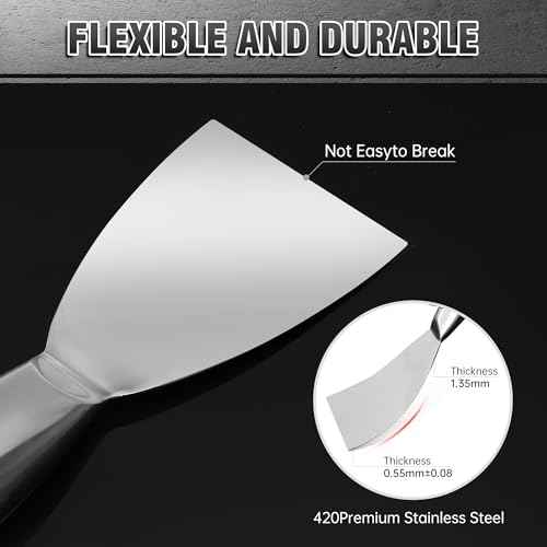 Fishark Putty Knife, 6 Inch One Piece Stainless Steel Scraper, Spackle Knife, Putty Knife Scraper, Wallpaper Scraper Paint Scraper Tool for Drywall Repair, Removing Wallpaper, Mud, Applying Plaster