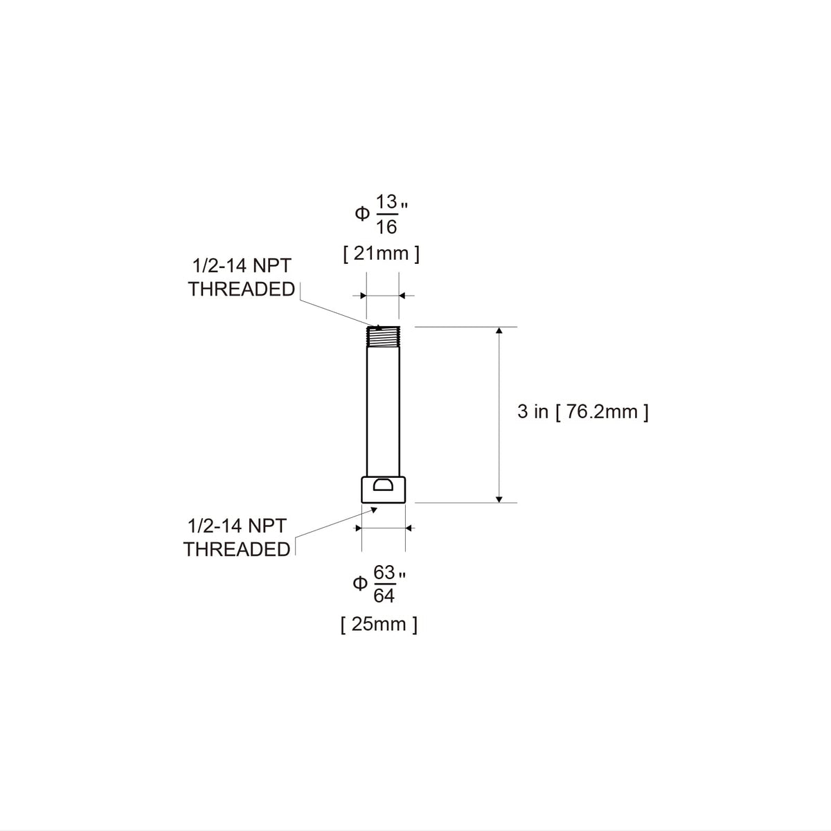 OFFO Shower Head Extension Arm, Shower Arm Extension Shower Head Extender Made of 304 Stainless Steel Shower Pipe Extension, Chrome 3 in