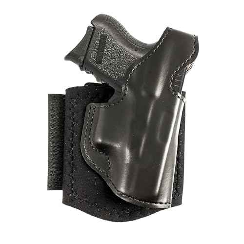 DeSantis Die Hard Ankle Rig - Concealed Carry Ankle Holster, Leather Lined Holster with Thumb Break, Neoprene Leg Band, Compatible with Glock 26, 27, 33 - Right-Hand Draw, Black