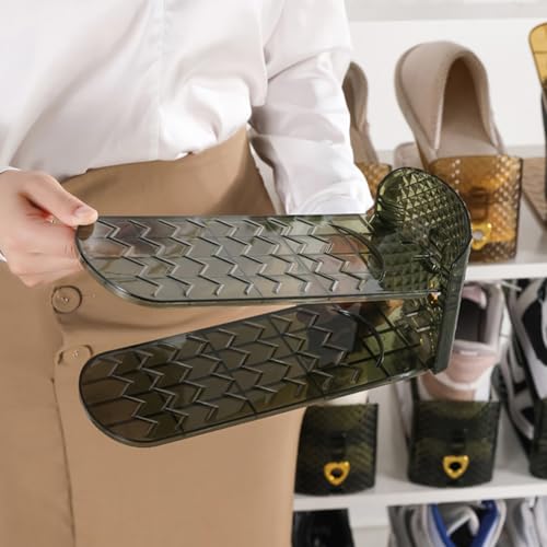 EUBUY Adjustable Shoe Slots Organizers, Space Saver Shoe Stacker Shoe Rack Holder Oraganizers, Double Layer Stack Shoe Holder for Closets and Entryways
