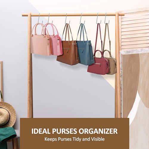 ZEDODIER 15 Pack Purse Hanger Closet, Bag Organizer Purse Hooks for Closet, Keeping Purses Visible and in Good Condition, Metal Hanging Backpack Holder Rack, Silver - color: Silver