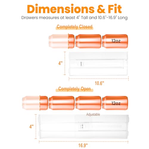 8 Pack Clear Drawer Dividers for Clothes, 4" High 10.6"–16.9" Adjustable Expandable Dresser Drawer Organizer, Dresser Separators for Baby Clothing, Underwear, Sock, Cosmetic, Kitchen, Office Storage - size: 8 Pack