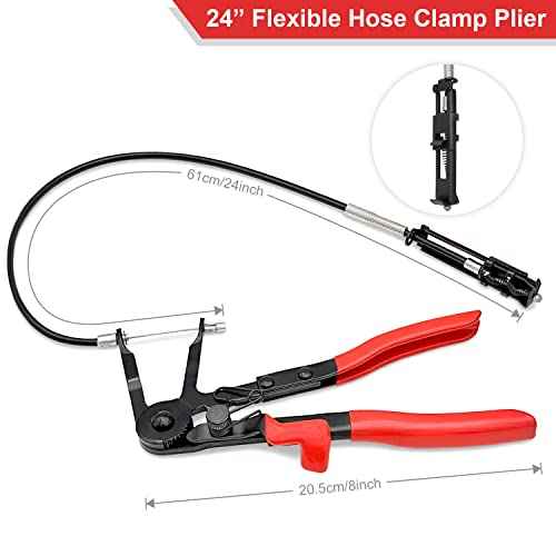 3Pcs Hose Clamp Pliers,Remover Kit with Long Reach Wire Spring Hose Clamp Pliers for Automotive Coolant Radiator Heater and Water Hose with Band Flat or Large Clamps