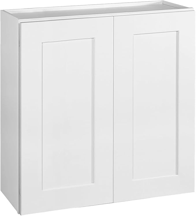 Design House Brookings Shaker Unassembled Wall Kitchen Cabinet W3030, 30 W x 12 D x 30 H, Painted White, Solid Wood, Design House, 561746