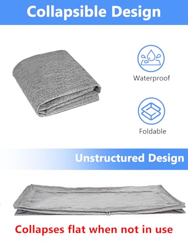 Low Profile Under Bed Storage, 3-Inch High Foldable Underbed Storage Bins with Lid & Zipper, No Structure, Super Slim Clothes Organizer for Crib Dorm Couch Low Bed, 4-Pack, Clear Top - size: 4 Pcs