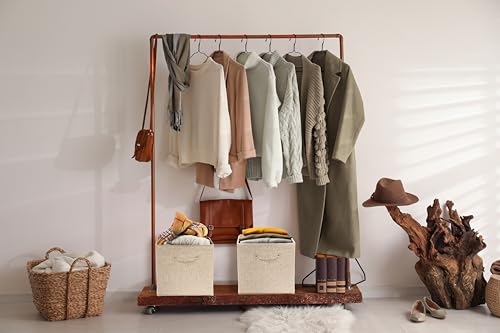 Simple Houseware 15 x 13 Inch Collapsible Fabric Storage Bin with Handles, 2 Pack, Beige - color: Beige