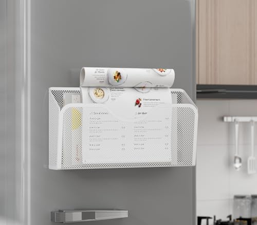 JANE EYRE Magnetic File Holder - 3PCS Paper File Mail Organizer No Drilling Magazine Paper Document Organizer for Cabinets Office Whiteboard - color: White