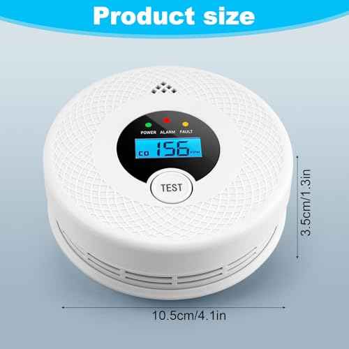 2 Pack Smoke Detector Carbon Monoxide Detector Combo with LED Indicator Lights, LCD Display & 85dB Alarm, Battery-Operated Smoke Alarm and CO Detector for Home, Kitchen, Basement, Bedroom, Office