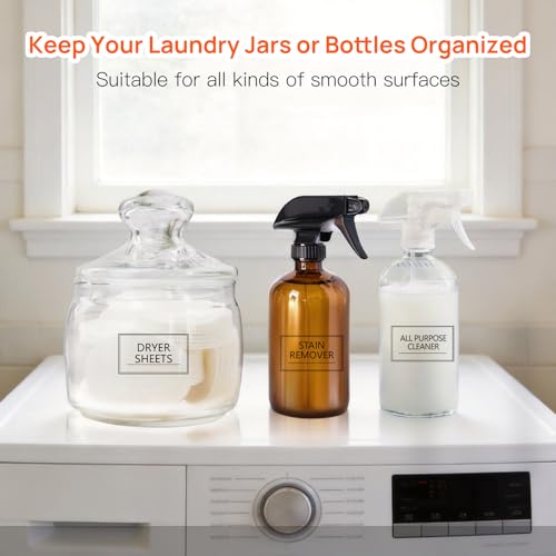 32PCS Laundry Room Labels Waterproof, Clear Laundry Labels for Jars, Transparent Stickers for Organizing Bottles, Detergent Dispensers & Storage Containers (2.8"X1.7")