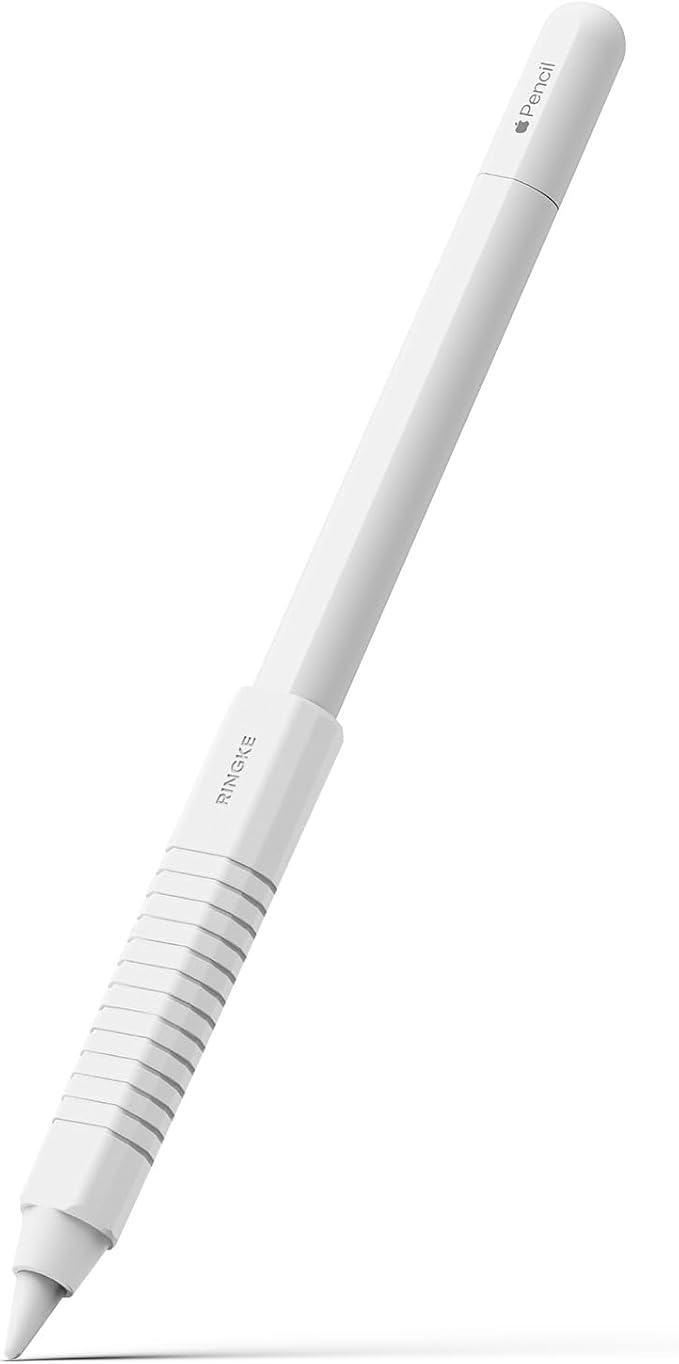 Ringke Silicone Drafting Grip Holder Compatible with Apple Pencil 2nd Generation, Apple Pencil USB-C and Apple Pencil Pro Case, Perfect Grip Silicone Protective Cover Sleeve Accessories - White