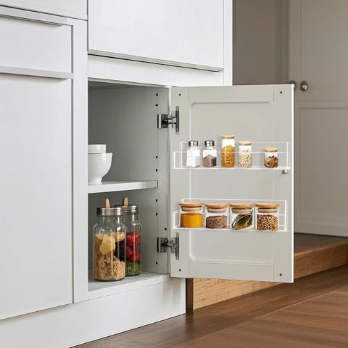 Acrylic Spice Rack Wall Mount-12 Inch, Clear Spice Shelf Storage Holder, 2 Pack Hanging Seasoning Rack Organizer for Cabinet Door, Cupboard or Wall Kitchen (Adhesive or Screw) - size: 12"- 2 Pack