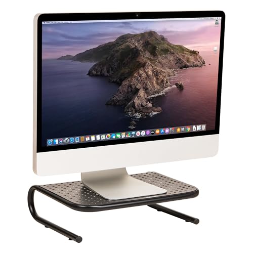 Mind Reader Monitor Stand, Ventilated Laptop Riser, Desktop Organizer, Office, Metal, Black - size: 1 Piece