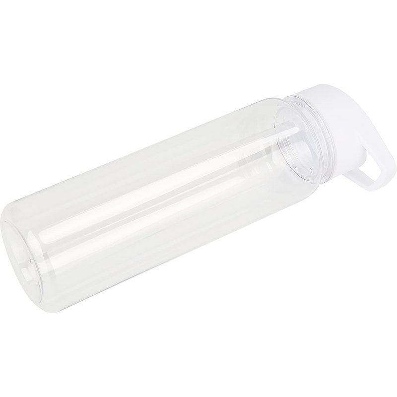 GearTek Tritan Clear Water Bottle With Straw | No Markings BPA Free 24 oz Sports Water Bottle | Leak Proof Re-Usable Flip Top Plastic Drinks Bottles for School, Office, Gym, Cycling (Clear-Straw-24oz)