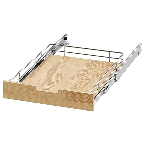 Sikarou Pull Out Cabinet Organizer,Heavy-Duty Slide Out Shelf, Wood And Wire Basket, Pull Out Drawer for for Kitchen Under Sink Space, Pantry, Bathroom (20 * 21 WM) - size: 1-TIE 20*21 WM