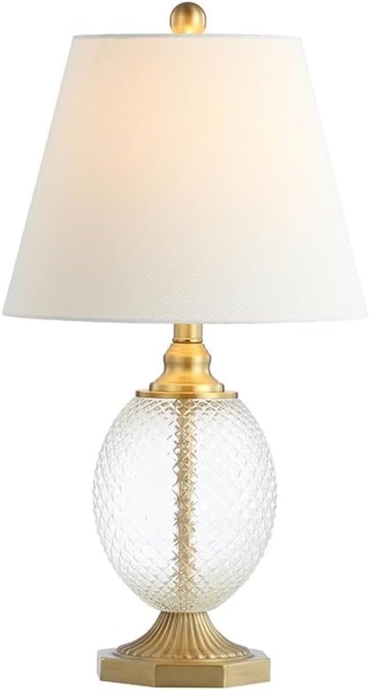 Safavieh Lighting Collection Kaiden Clear/ Brass Gold 24-inch Bedroom Living Room Home Office Desk Nightstand Table Lamp (LED Bulb Included)