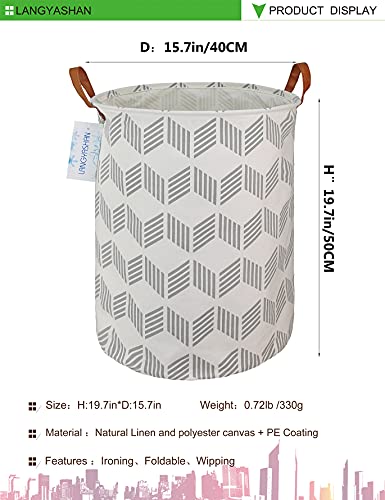 LANGYASHAN Laundry Basket Canvas Fabric Collapsible Organizer Basket for Storage Bin Toy Bins Gift Baskets Bedroom Clothes Children Nursery Hamper (Gery wave) - color: Gery Wave