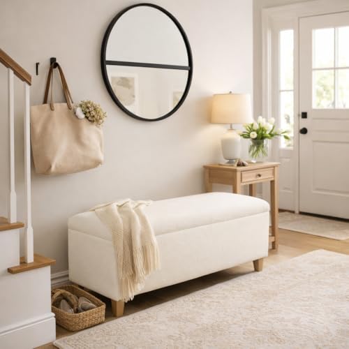 HomePop Storage Bench, Pearl Cream, Rectangle - color: Pearl Cream