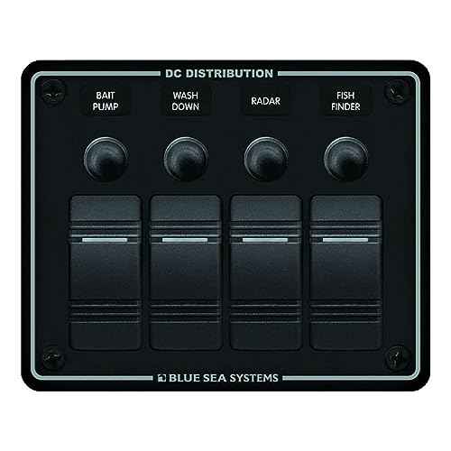 Blue Sea Systems 8372 Water Resistant Circuit Breaker Panel 4 Position-Black