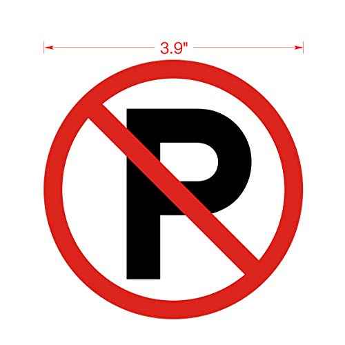 dealzEpic - No Parking Sign - Self Adhesive Peel and Stick Waterproof Warning Vinyl Decal - 3.94 inches in Diameter | Pack of 4 Pcs