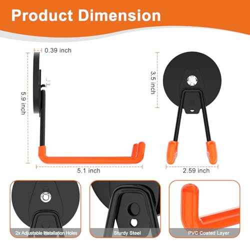 ENUODA Strong Magnetic Hooks Heavy Duty Rare Earth Magnet Garage Hooks Storage Hook Utility Large Magnet Tool Holder for Hanging Broom, Mop, Shovel, Drill, Toolbox, Cruise, Container, Tool Chest, 2PCS