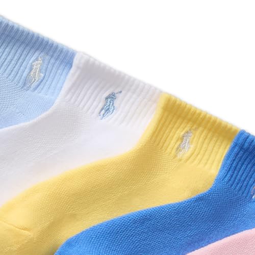 POLO RALPH LAUREN Girls' Athletic Performance Soft Cushioned Comfort Ankle Socks (6-Pack)