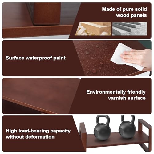 Desk Shelf, 100% Solid Wood Adjustable Desktop Bookshelf, No Tools or Nails Required Retro Tabletop Bookshelf, 130lb Load Capacity for Living Room, Office, for Books, Cookbooks, Walnut Colour - color: Walnut Colour