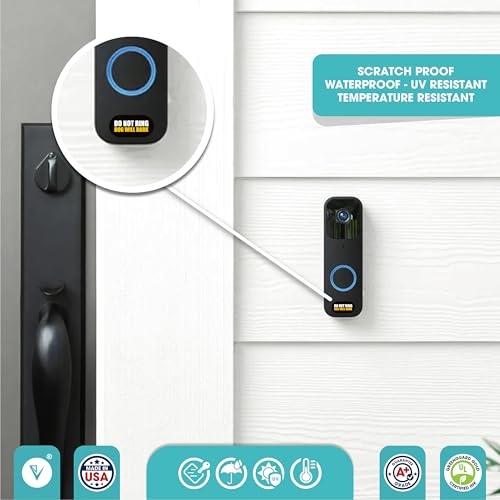 Tiny Do Not Ring Dog Will Bark Sticker | 3 Sizes Dog Will Bark Stickers | Do Not Ring Sticker for Doorbell | Tiny Size Perfect for Video Doorbell | Matte Black Waterproof Vinyl Sign