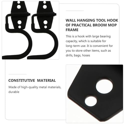 2 Pack Broom Holder Wall Mount Heavy Duty Mop Hanger with Screws Anchors Stand-Alone Hook Handle Grabber Gripper Organizer for Garage Storage Cleaning Tools Mops Garden Hammer Shovel