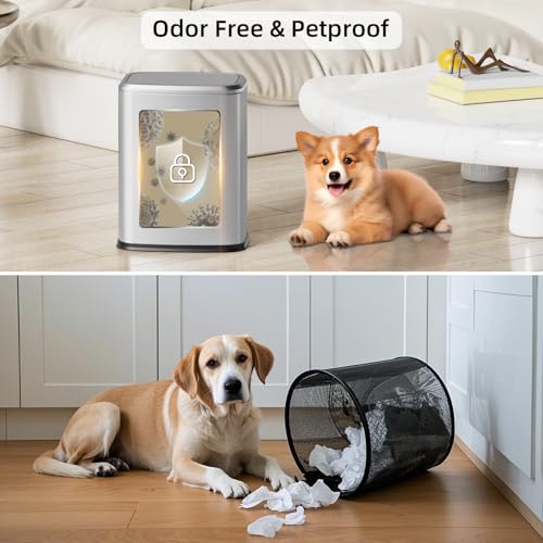 8L/2.1 Gal Small Bathroom Trash Can with Lid, Swing-Top Rectangular Waste Bin, Stainless Steel Garbage Can for Home, Office, Toilet, Bedroom, Living Room (Silver) - color: Silver