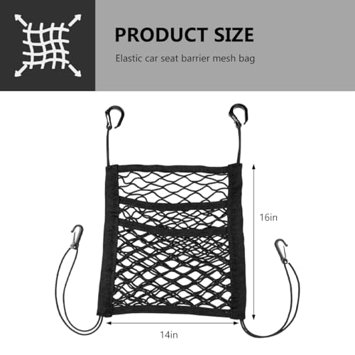 3-Layer Car Mesh Organizer, Seat Back Net Bag Stretchable Barrier of Backseat Pet Kids, Four-Side Elastic Storage Netting Pouch Cargo Tissue Purse Holder Between Front Seats - color: 3-Layer Four-Side