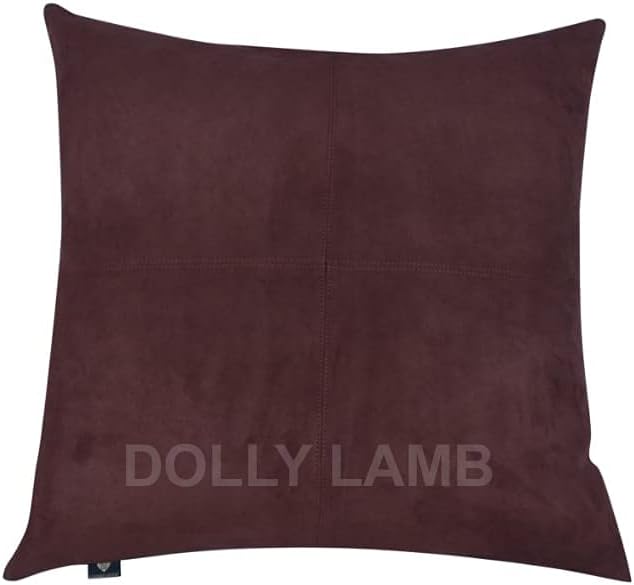 D DOLLY LAMB Lambskin Leather Pillow Cover - Sofa Cushion Case - Decorative Throw Covers for Living Room & Bedroom, 20x20 Inches - Brown Pack of 1