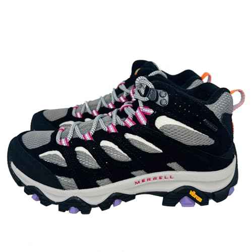 Merrell Women's Moab 3 Mid Waterproof Hiking Boot (Black/Orchid, US Footwear Size System, Adult, Women, Numeric 7)