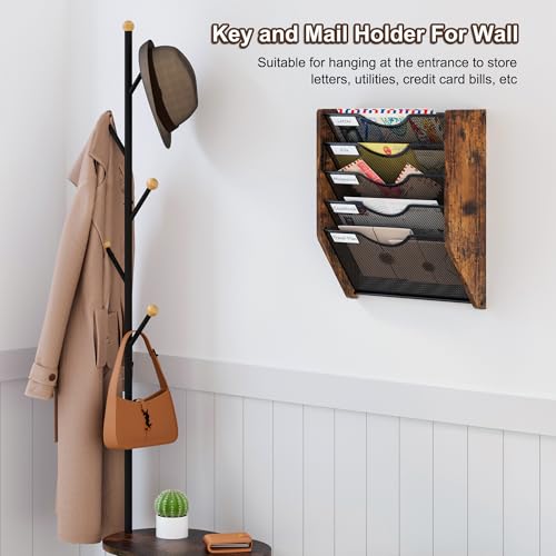 Wall File Organizer,5 Tier Mesh Mail Organizer Wall Mounted,Hanging File Holder,Magazine Rack for Documents,Magazine,Literature,File,Mails,Envelopes