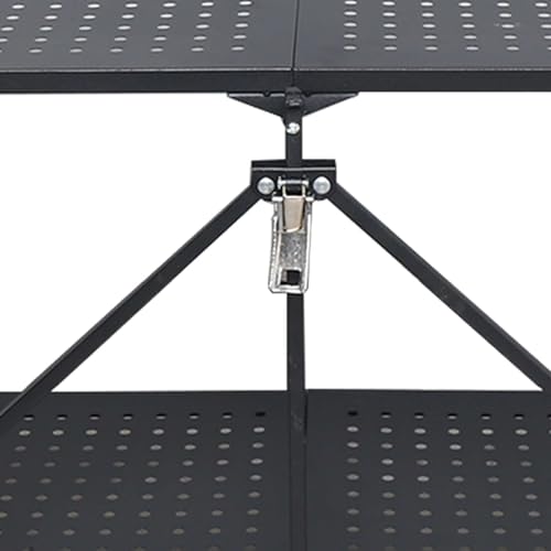 3-Tier Foldable Metal Kitchen Trolley Rack, Rolling Storage Shelf with Wheels, Perforated Mesh Shelving Organizer, for Kitchen, Home Office & Entryway