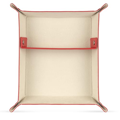 Londo Leather Tray Organizer - Practical Lightweight Water Resistant Computer Table Desk Storage Box for Wallets, Watches, Keys, Coins, Cell Phones and Office Equipment - color: Red