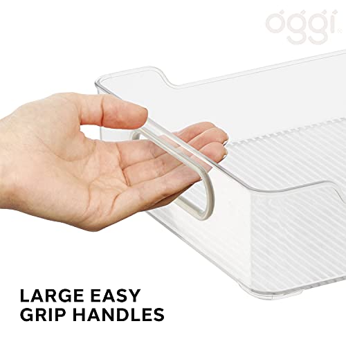 Oggi Cabinet/Drawer Storage Bin - 14" x 10", Clear/Gray, Ideal for Kitchen Organization, Pantry Storage, Fridge Organizing - Set of 6 - size: 14" x 10" - Set of 6