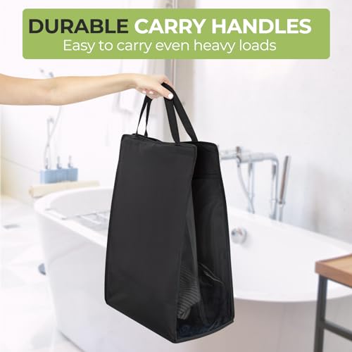 FENTEC Fentec Hanging Laundry Hamper, Hanging Laundry Basket, Slim Laundry Hamper Bag with Handles, Portable Hanging Closet Hamper, Mesh Heavy Duty Hanging Laundry Bag (Black,2 Pack) - color: Black, size: 2 Pack-One section